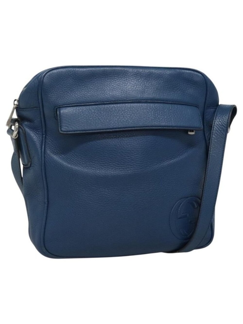 Authentic GUCCI Shoulder Bag Leather Blue Silver 337084